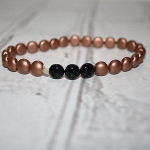 🖤✨ Beautiful Copper + Black Beaded Bracelet (8.5") ✨🖤